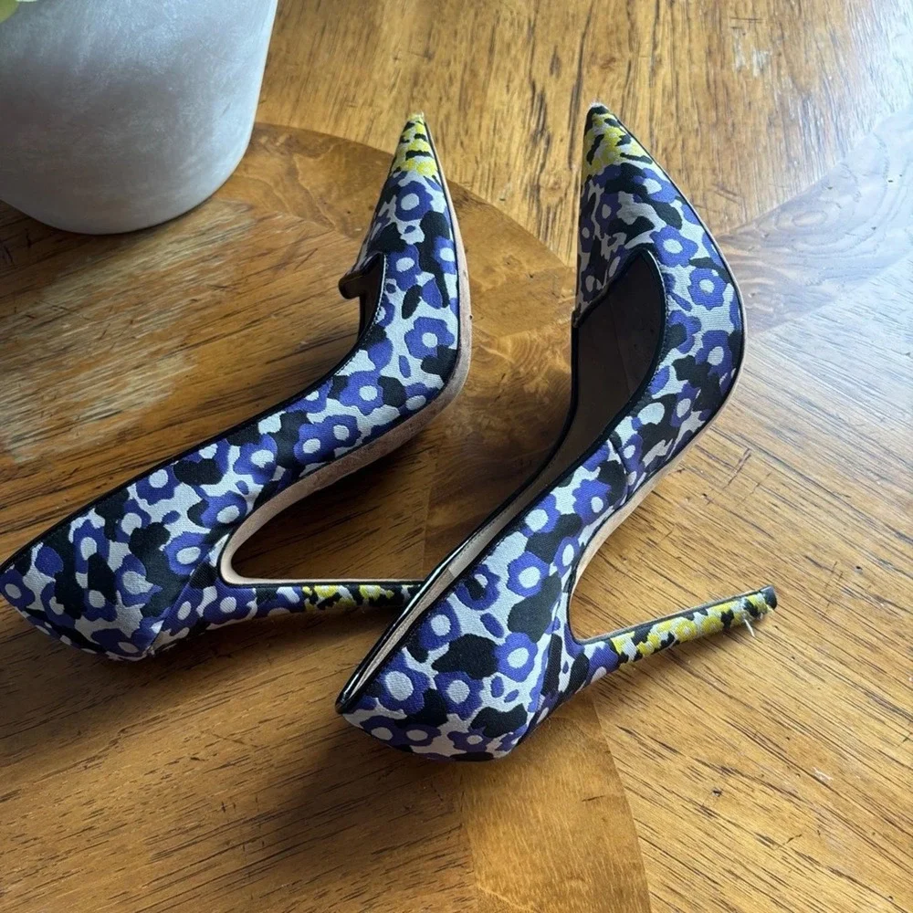 Jimmy Choo Multicolor Floral Print High Heel SlipOn Pointed Toe Pumps Heels‎ 36